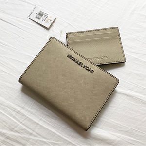 michael kors cement grey gray carryall wallet